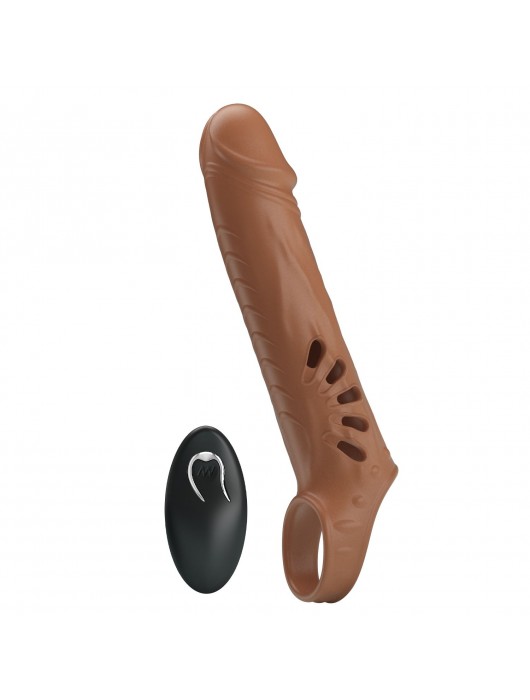 Коричневая вибронасадка с подхватом мошонки и пультом ДУ - Baile - в Пензе купить с доставкой