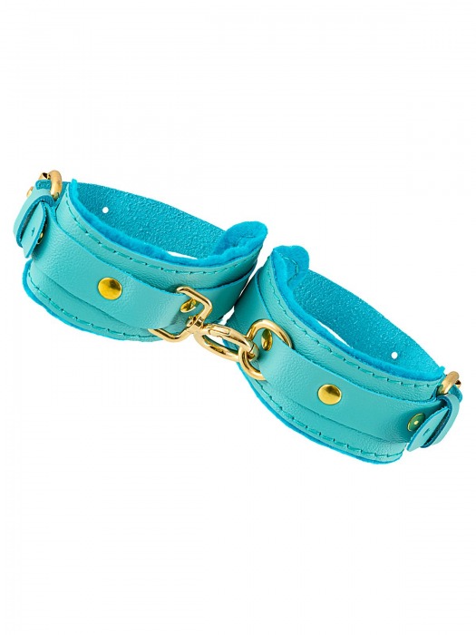 Голубые двуслойные кожаные оковы - Pecado - купить с доставкой в Пензе