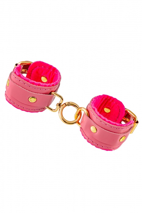 Розовые двуслойные кожаные оковы - Pecado - купить с доставкой в Пензе