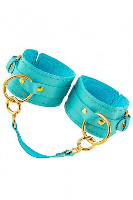 Голубые однослойные кожаные оковы - Pecado - купить с доставкой в Пензе