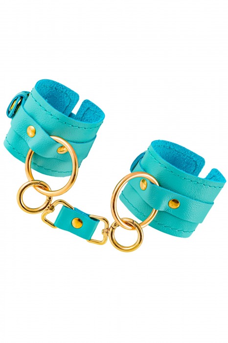 Голубые однослойные кожаные наручники - Pecado - купить с доставкой в Пензе