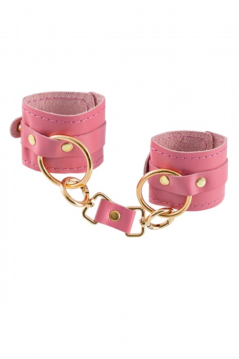 Розовые однослойные кожаные наручники - Pecado - купить с доставкой в Пензе