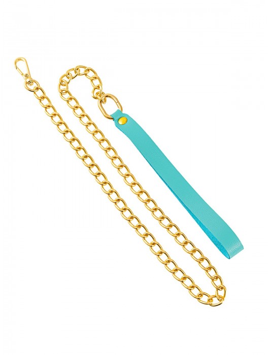 Голубой кожаный поводок с карабином для ошейника - 80 см. - Pecado - купить с доставкой в Пензе