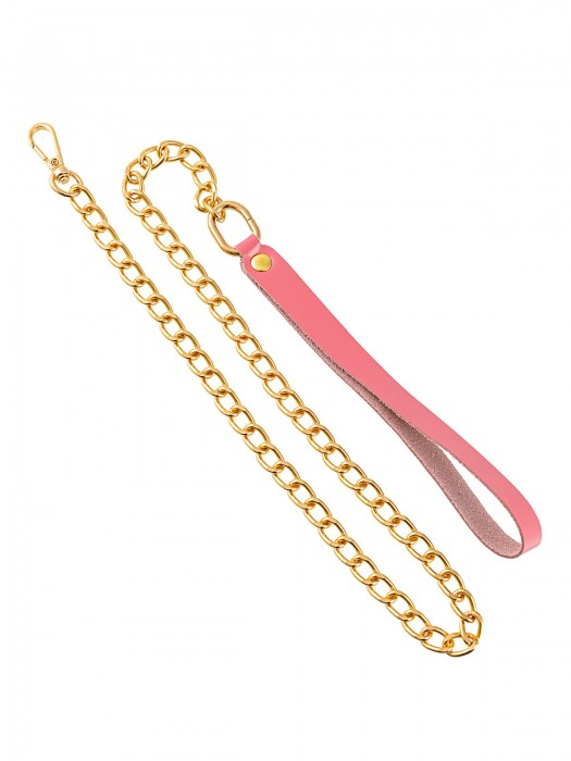 Розовый кожаный поводок с карабином для ошейника - 80 см. - Pecado - купить с доставкой в Пензе