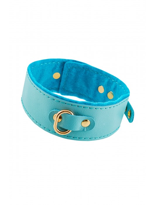 Голубой двуслойный кожаный ошейник с подкладкой из фетра - Pecado - купить с доставкой в Пензе