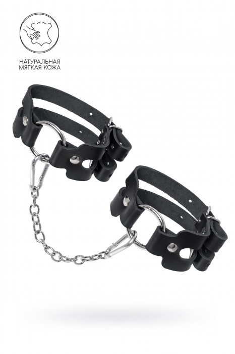 Черные кожаные оковы из двух ремешков - Pecado - купить с доставкой в Пензе