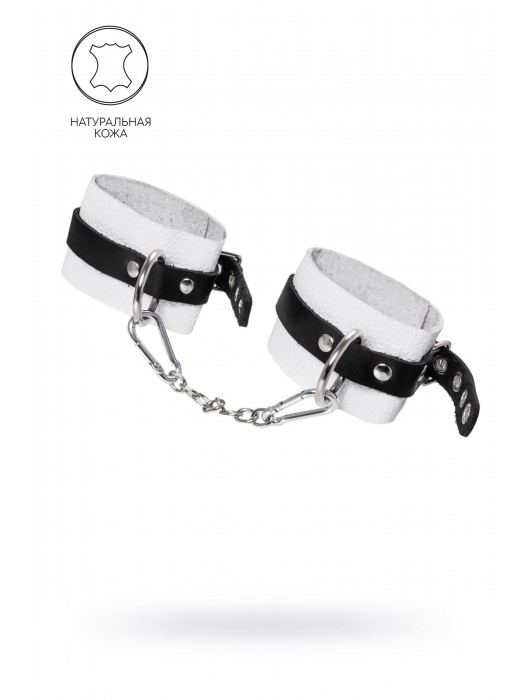 Бело-черные мягкие оковы с одним ремешком и люверсами - Pecado - купить с доставкой в Пензе