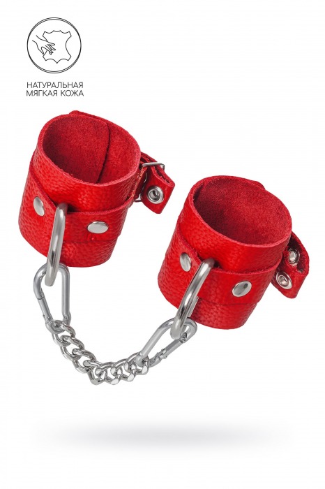 Красные мягкие кожаные наручники с люверсами - Pecado - купить с доставкой в Пензе