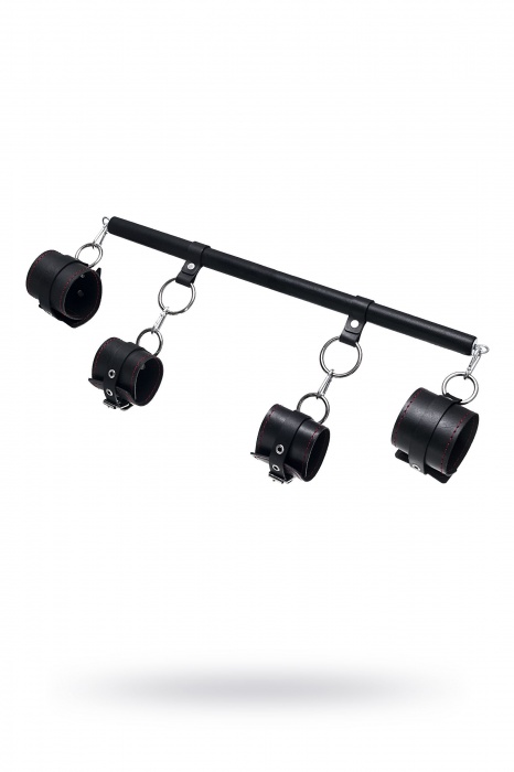 Черная распорка с 4 манжетами для рук и ног - Pecado - купить с доставкой в Пензе