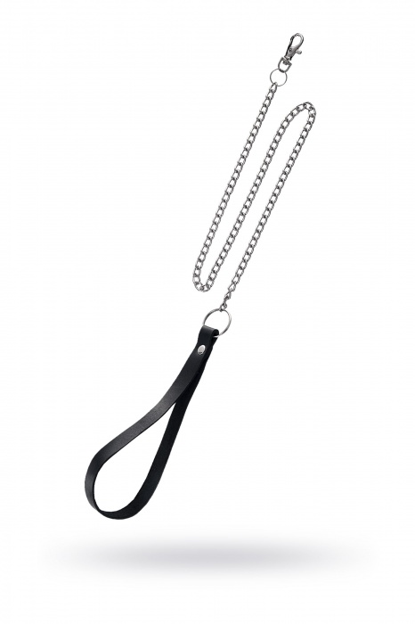 Поводок с ручкой из черной натуральной кожи и карабином для ошейника - Pecado - купить с доставкой в Пензе