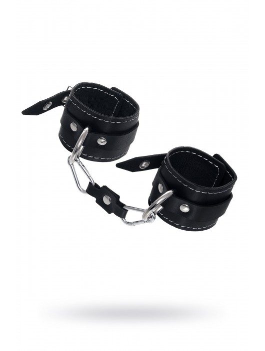 Черные двухслойные наручники с белой строчкой - Pecado - купить с доставкой в Пензе