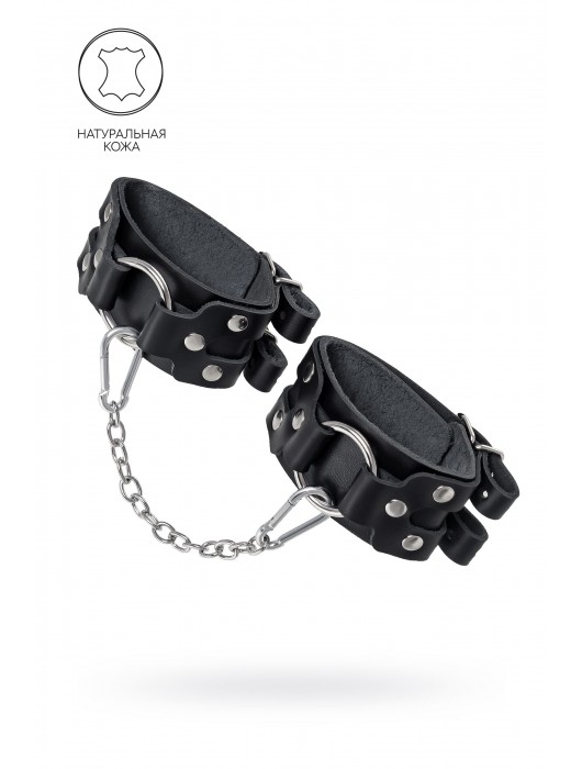 Черные кожаные оковы с двумя ремешками - Pecado - купить с доставкой в Пензе