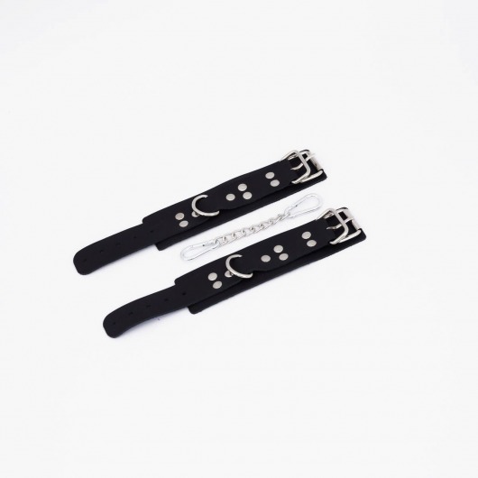 Черные кожаные наручники с регулируемыми ремешками - Crazy Handmade - купить с доставкой в Пензе