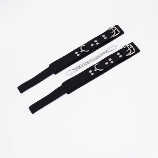 Черные кожаные оковы с регулируемыми ремешками - Crazy Handmade - купить с доставкой в Пензе