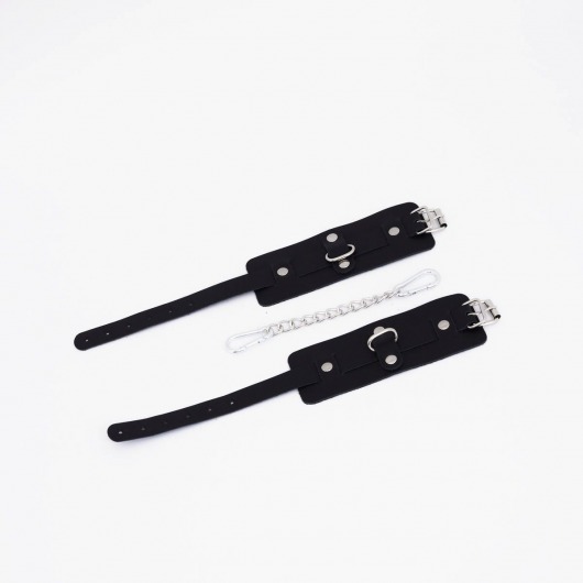 Черные кожаные оковы с хромированной фурнитурой - Crazy Handmade - купить с доставкой в Пензе