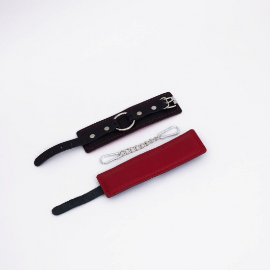 Черно-красные кожаные наручники - Crazy Handmade - купить с доставкой в Пензе