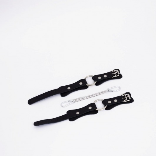 Черные кожаные оковы с кольцом - Crazy Handmade - купить с доставкой в Пензе