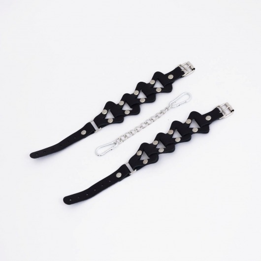 Черные кожаные оковы из звеньев - Crazy Handmade - купить с доставкой в Пензе