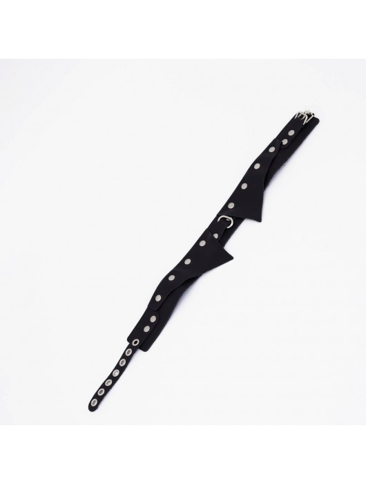 Черный однослойный кожаный ошейник с имитацией воротничка - Crazy Handmade - купить с доставкой в Пензе