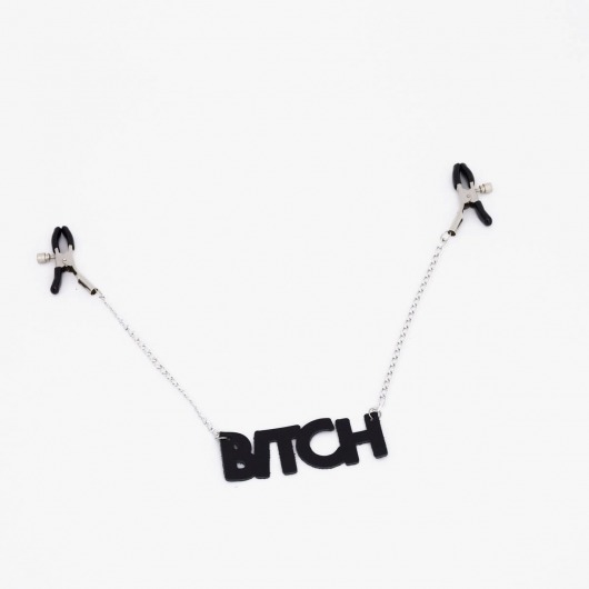 Зажимы на соски с кожаной подвеской Bitch - Crazy Handmade - купить с доставкой в Пензе