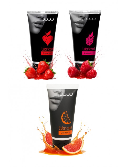 Набор из 3 съедобных лубрикантов JUJU (клубника, малина, грейпфрут) - JuJu - купить с доставкой в Пензе