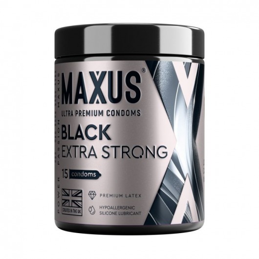 Черные утолщенные презервативы MAXUS Extra Strong с железным кейсом - 15 шт. - Maxus - купить с доставкой в Пензе