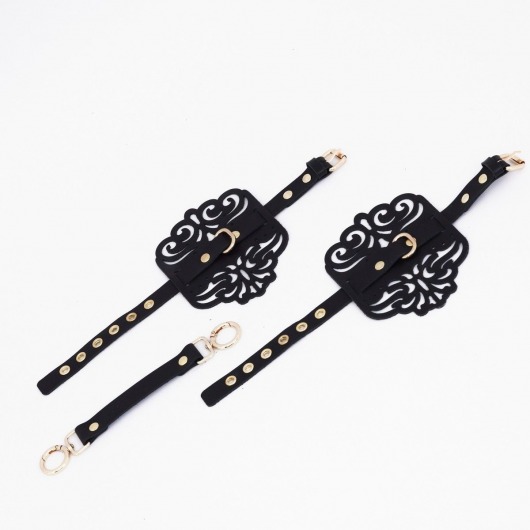 Черный фигурные оковы с золотистой фурнитурой - Crazy Handmade - купить с доставкой в Пензе