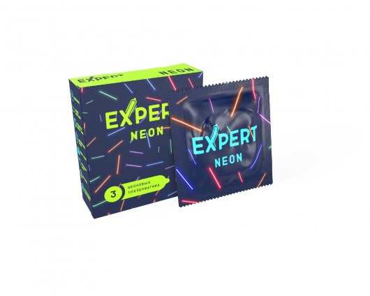 Светящиеся в темноте презервативы Expert Neon - 3 шт. - Expert - купить с доставкой в Пензе