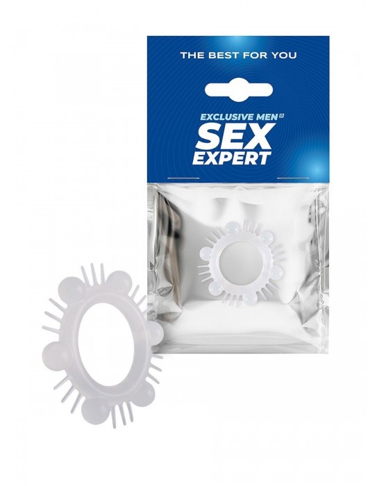 Эластичное эрекционное кольцо с шипиками и шариками - Sex Expert - в Пензе купить с доставкой