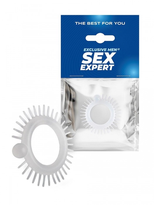Эластичное эрекционное кольцо с шипиками и шариком - Sex Expert - в Пензе купить с доставкой