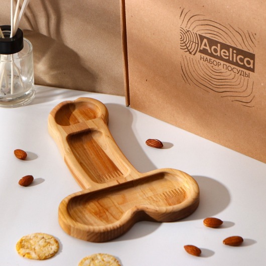 Деревянное блюдо для подачи в форме члена (25 х 16,5 х 1,7 см) - Сима-Ленд - купить с доставкой в Пензе