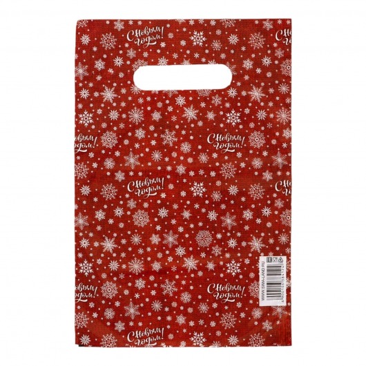 Красный подарочный новогодний пакет с вырубной ручкой (20х30 см) - Сима-Ленд - купить с доставкой в Пензе