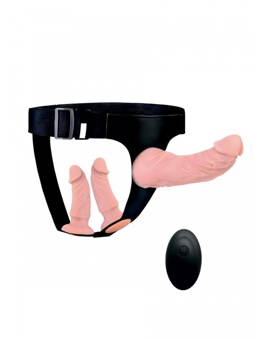 Женский страпон с 3 насадками и вибрацией - Erowoman-Eroman - купить с доставкой в Пензе