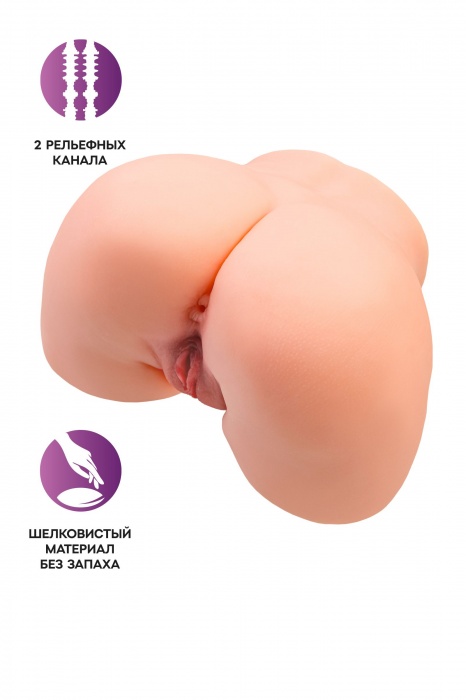 Телесный мастурбатор в форме попки с 2 любовными входами - No Name - в Пензе купить с доставкой