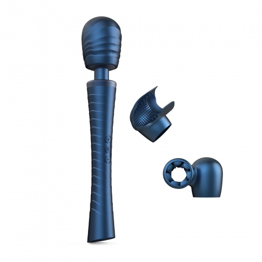 Синий вибромассажёр с насадками Man.wand Edgy - Manwan - в Пензе купить с доставкой