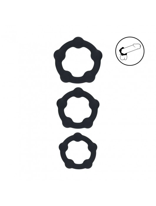 Набор из 3 эрекционных колец Beaded Silicone Cockring Set - Shots Media BV - в Пензе купить с доставкой