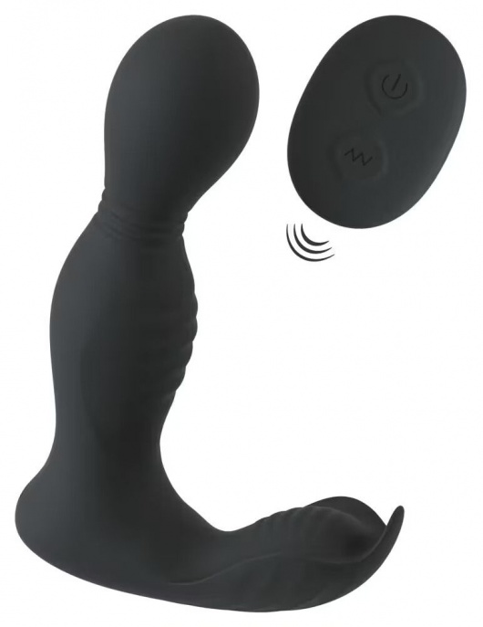 Черная анальная пробка с вибрацией, вращением и пультом ДУ RC Butt Plug with 2 Functions - Orion - в Пензе купить с доставкой