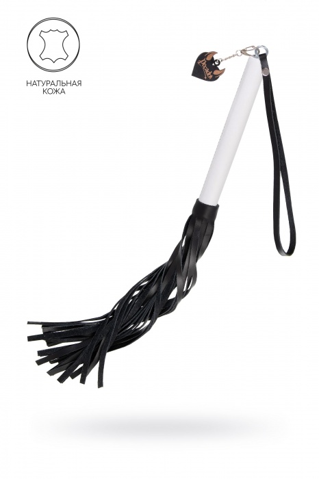 Плеть с белой рукоятью и чёрными хлыстами - 50 см. - Pecado - купить с доставкой в Пензе