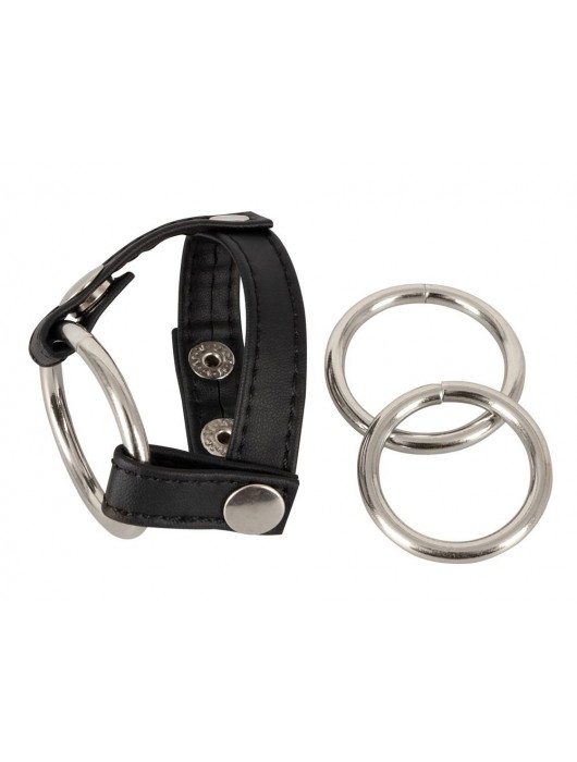 Подхват для мошонки с 3 съемными эрекционными кольцами Leder-Riemen - Orion - в Пензе купить с доставкой