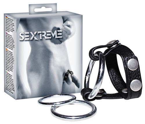 Подхват для мошонки с 3 съемными эрекционными кольцами Leder-Riemen - Orion - в Пензе купить с доставкой