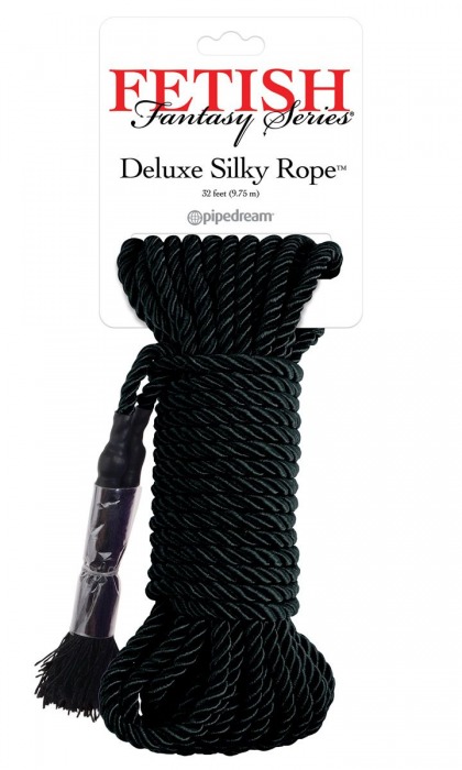 Черная веревка для фиксации Deluxe Silky Rope - 9,75 м. - Pipedream - купить с доставкой в Пензе
