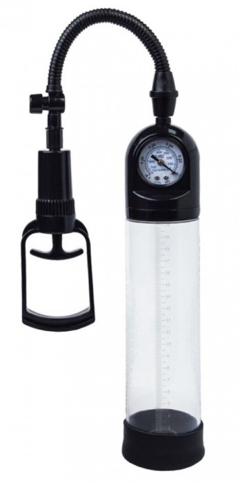 Чёрная вакуумная помпа A-toys с манометром и прозрачной колбой - A-toys - в Пензе купить с доставкой