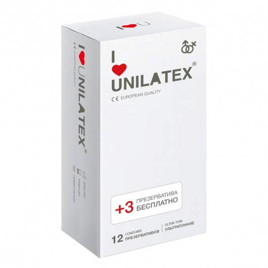 Ультратонкие презервативы Unilatex Ultra Thin - 12 шт. + 3 шт. в подарок - Unilatex - купить с доставкой в Пензе