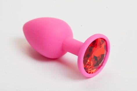 Розовая анальная пробка с красным кристаллом - 9,5 см. - 4sexdreaM - купить с доставкой в Пензе