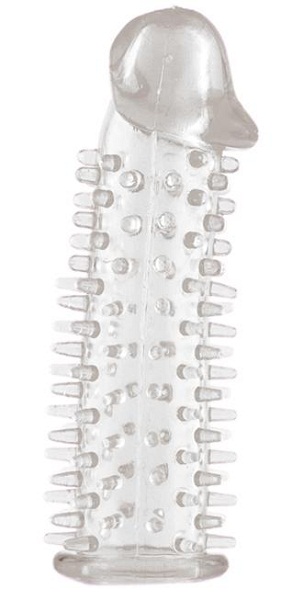 Прозрачная насадка на половой член с закрытой головкой и шипами - 12,5 см. - Toyfa Basic - в Пензе купить с доставкой