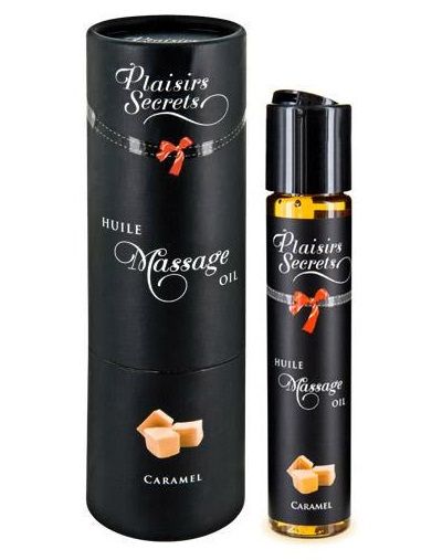 Массажное масло с ароматом карамели Huile de Massage Gourmande Caramel - 59 мл. - Plaisir Secret - купить с доставкой в Пензе