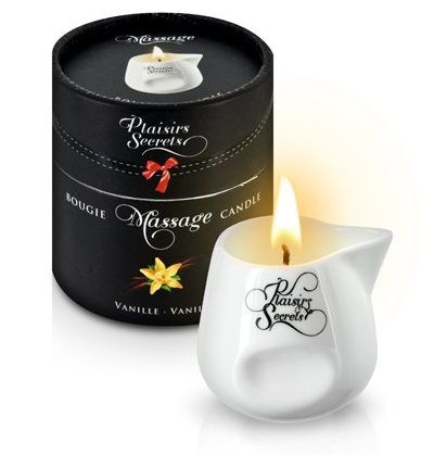 Массажная свеча с ароматом ванили Bougie Massage Gourmande Vanille - 80 мл. - Plaisir Secret - купить с доставкой в Пензе