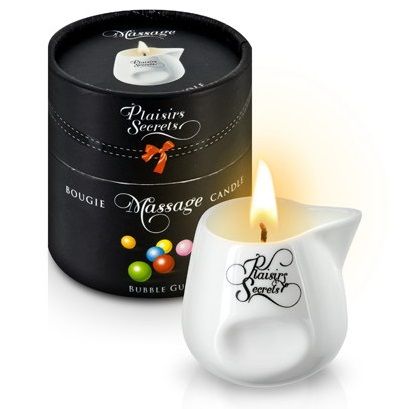 Массажная свеча с ароматом бубль-гума Bougie de Massage Gourmande Bubble Gum - 80 мл. - Plaisir Secret - купить с доставкой в Пензе