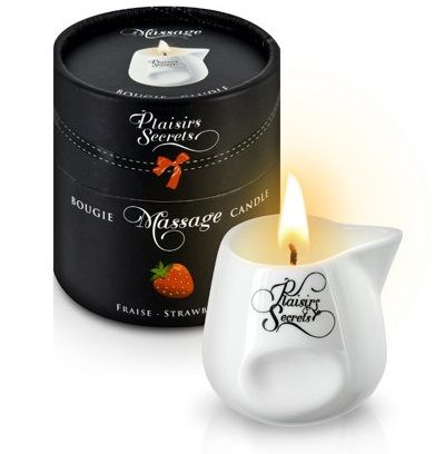 Массажная свеча с ароматом клубники Bougie de Massage Gourmande Fraise - 80 мл. - Plaisir Secret - купить с доставкой в Пензе
