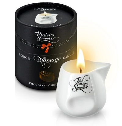 Массажная свеча с ароматом шоколада Bougie de Massage Gourmande Chocolat - 80 мл. - Plaisir Secret - купить с доставкой в Пензе
